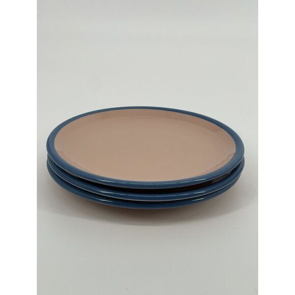 Set Of 3 Rio Century Stoneware Salad Side Plates Japan Pink Blue Vintage 7.5” - Picture 1 of 6